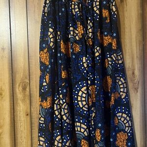 Elegant Blue and Orange Maxi Skirt